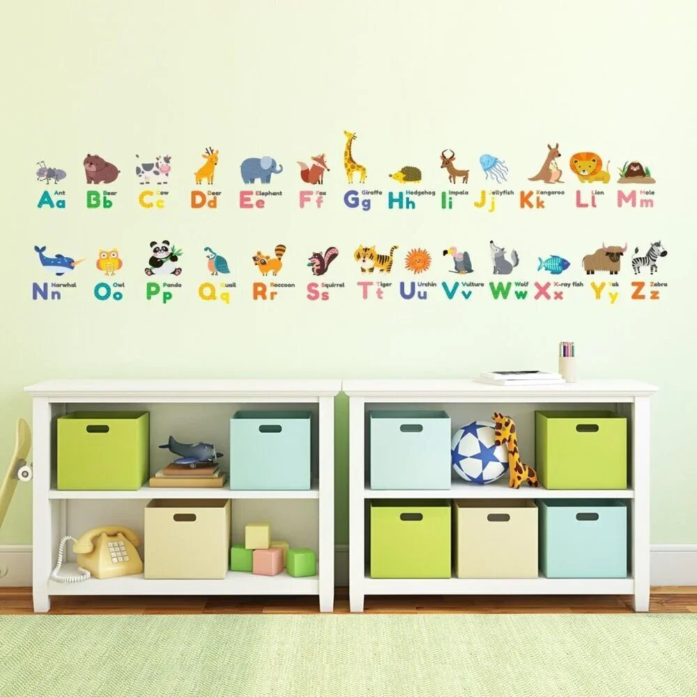 ABC Colourful Animal Alphabet Wall Stickers - BRAND NEW